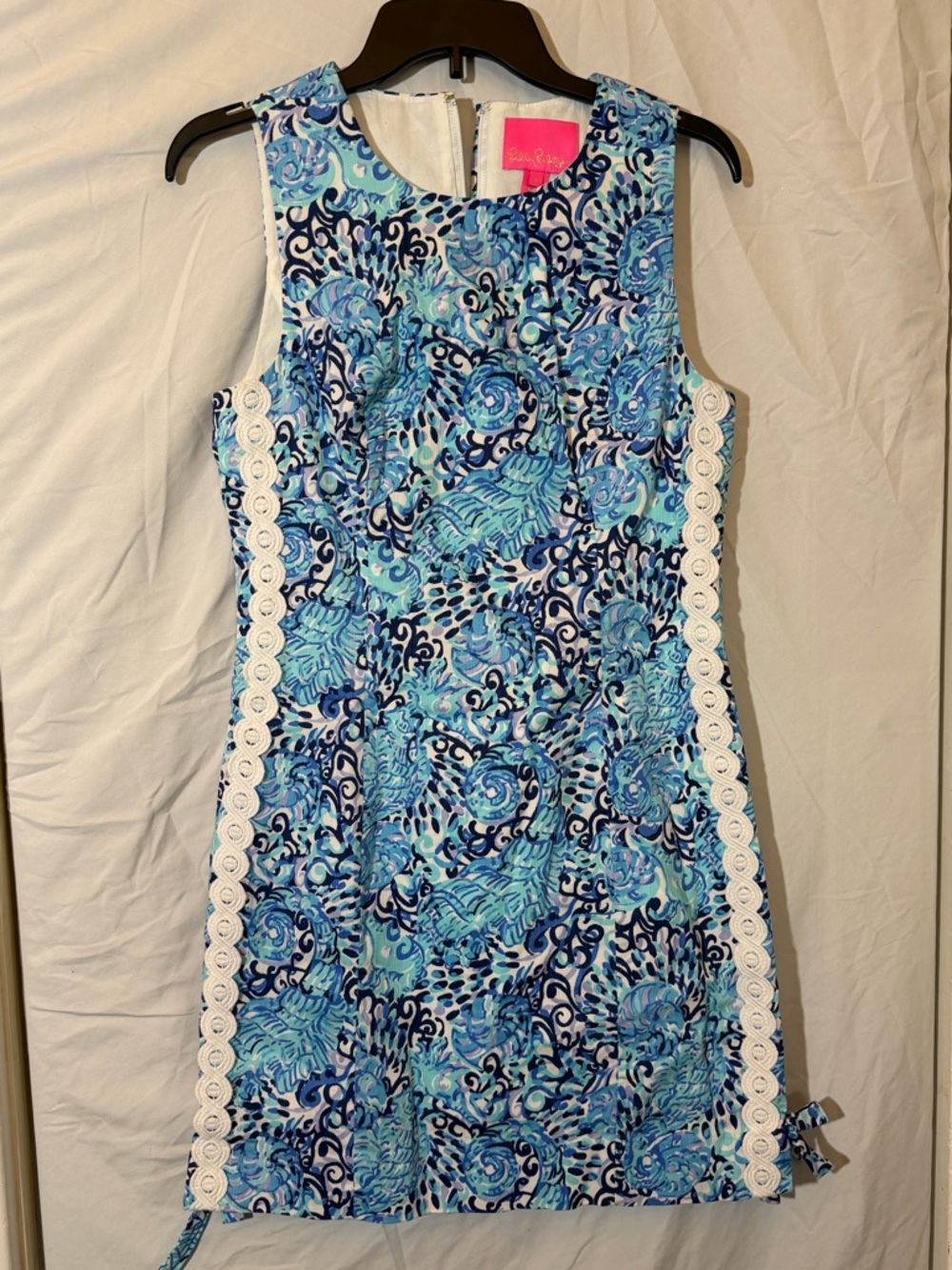 SZ 4 Lily Pulitzer Mila Tropical Print Sleeveless Shift Dress with White Lace